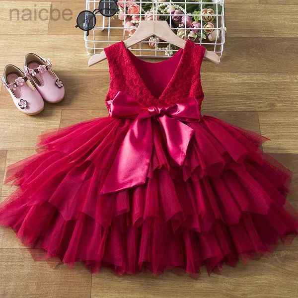 Vestidos de niña Bebé Navidad Vestido rojo Niños Ropa de fiesta de noche Princesa V-Backless Boutique Traje Vestido de fiesta ldd240313