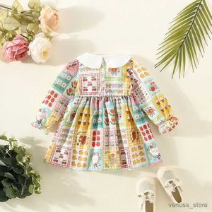 Robes de fille Robe de bébé bébé fille vêtements poupée cou robe à manches longues coloré à carreaux style coréen robe en coton pour les enfants
