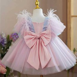 Robes de fille Robes de bébé pour 1er anniversaire enfants volants de plumes robe de princesse élégante robe de soirée de mariage robes de bal de cérémonie de filles robe formelle