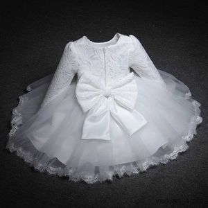 Robes de fille Bébé Fille 1er Baptême Robes Enfant En Bas Âge Enfant Blanc Dentelle Fleur Fête Vêtements Nouveau-Né Bébé Princesse À Manches Longues Robe De Baptême