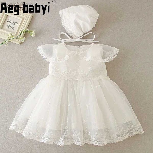 Vestidos de niña Baby Girl Baptism Dress Lace Infant Birthing Vestidos para niñas 1 Primera fiesta de cumpleaños Princess Ball Vestida para boda 3-24m D240425