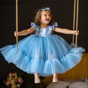 Meisje Jurken Baby Meisje Verjaardag Jurk Pasgeboren Baptist Blauw Roze Witte Jurk Elegante Kerst Party Tutu Jurk voor Kinderen 24323