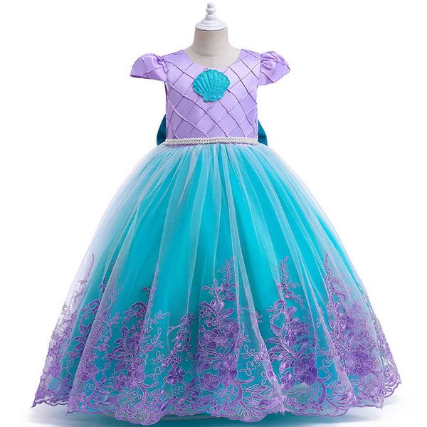 Vestidos de niña Baby Girl Bordado Sirena Vestido Niños Princesa Ariel Cosplay Come Girl Fiesta de cumpleaños Navidad Halloween Viene Niños