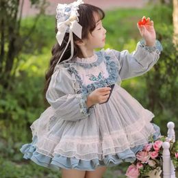 Vestidos de niña niña lolita princesa tutu vestido niño niño elegante vintage arco encaje bola vestido fiesta cumpleaños traje ropa 1 10y 231207