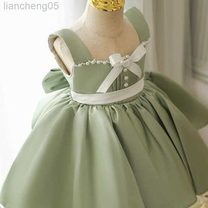 Girl's jurken Baby Girl Princess Dress Newborn Green Lace Baptism Dress Bloem Girls Jurk Toddler Doopjurk Elegante prinses Come W0221