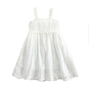 Robes de fille bébé fille robe de princesse sans manches sangle dentelle conception plage blanc élégant respirant mignon robe 1-6T 230407