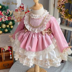 Vestidos de niña Baby Girl Princess Lace Spanish Ruffle Dress Infant Toddler Girl Vintage Vestido Bow Party Birthday Pageant Ropa de bebé 1-10Y W0224