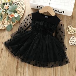 Robes de fille Robe d'été bébé fille jupe en maille noir à pois robe de princesse endormie robe de fête de premier anniversaire robe de fille en coton 2312306