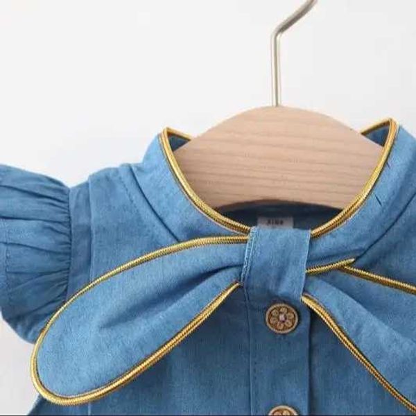 Robes de fille bébé fille d'été Nouvelle robe marine couche en jean jupe étoile étoile jupe moelleuse 0-3 ans bébé k2wy