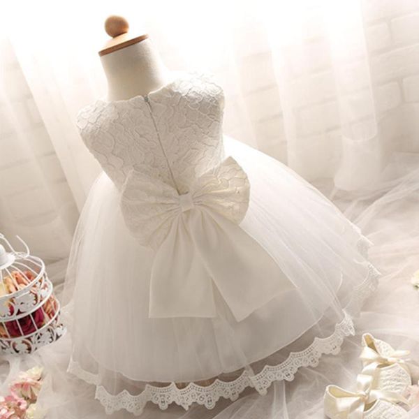 Robes de fille Bébé Filles Baptême Robe Dentelle Born Girl Soirée Et Robe De Fête De Mariage 0-2T Infantile Mignon Bow Princesse Anniversaire Robes D'enfant En Bas Âge