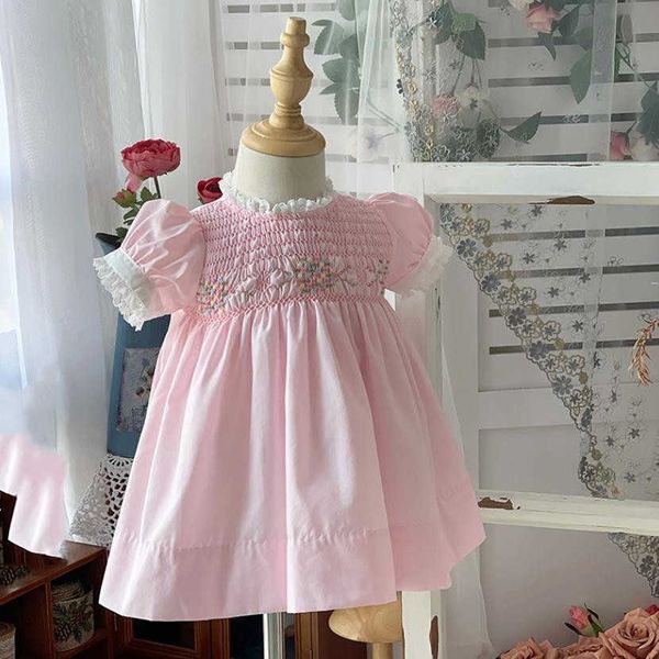 Robes fille bébé filles Boutique coton vêtements fille cerise broderie robe enfants rétro fumer grenouille A1044 G220523