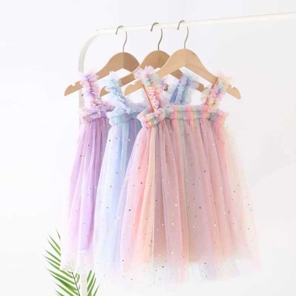 Robes de fille Baby Girls Clothes Suspendes Toddler Kids Summer Summer Princess Robe Solie mignon Mesh Girls Robes pour 1 à 5 ans WEAR CONCUTER H240508