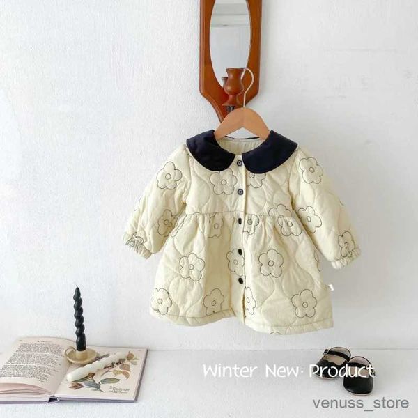 Robes de fille Bébé filles coton veste robe 0-5 ans hiver vêtements pour enfants mignon bébé fille col jupe enfants enfant en bas âge vêtements d'hiver