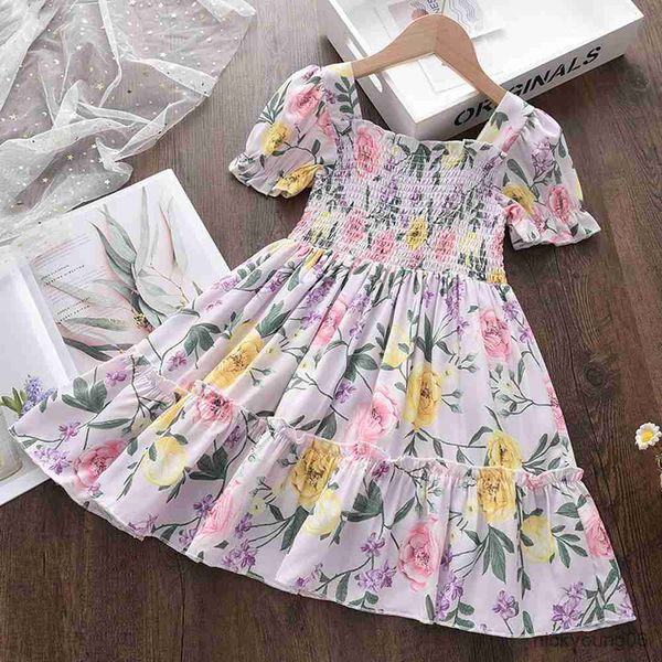 Abiti da ragazza Neonate Floral New Fashion Flower Print Dress Toddler Kids Girl Abbigliamento casual Abbigliamento per bambini R230612