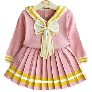 Robes de fille bébé filles princesse pull veste manteau jupe ensemble de vêtements enfant en bas âge enfants vêtements tricotés ensembles enfants costumes pour 14 ans porter Z0223