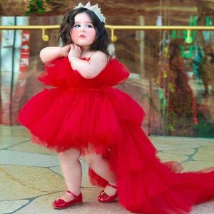 Robes de fille bébé filles rouge traînant arc dentelle robe de princesse élégante fête mariage 2 8 ans anniversaire robe de bal robes de demoiselle d'honneur enfant vêtements 230714