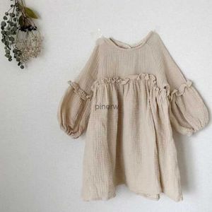 Robes de fille Bébé filles robes d'été nouveau 2021 été japon enfants fille robe lin printemps vêtements volants princesse enfant en bas âge bébé fille vêtements