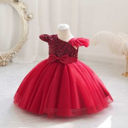 Robes de fille bébé filles robe de mariée pour enfants paillettes dentelle princesse enfants élégante soirée formelle communion robes de bal 1-6 ansHKD230712