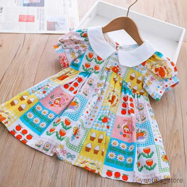 Vestidos de niña Baby Infant Girls Cartoon estampado Vestido 2023 Summer NUEVO Baby Doll Collar Bubble Manga Princess Vestidos para niños para niñas