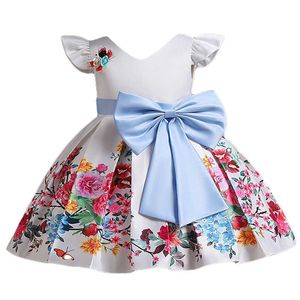 Robes de fille bébé enfants fleur anniversaire princesse robe de soirée bandeaux pour filles infantile enfants robe de bal élégant arc enfants vêtements élégants Z0223