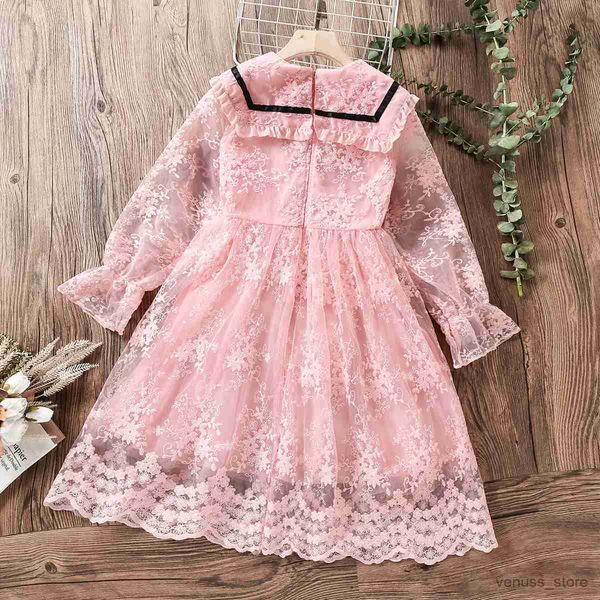 Vestidos de niña Bebé Niños Vestidos de encaje para niñas Ropa Adolescentes Trajes de rendimiento Niños Primavera Otoño Disfraces de fiesta 6 8 10 12 13 años