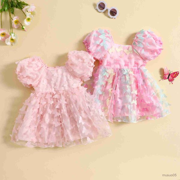 Robes de fille bébé princesse bébé fille robe enfant en bas âge enfants Tulle papillon manches fête mariage robes d'anniversaire pour fille