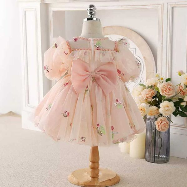 Robes de fille bébé espagnol lolita princesse robe de bal paillettes maille couture anniversaire baptême mariage Eid robes de bal pour les filles A2422