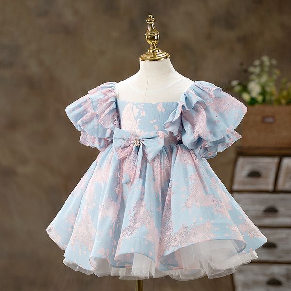 Robes de fille bébé princesse espagnole Lolita robe de bal Bow Design robe de fête d'anniversaire Eid fille robe 230407