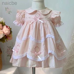 Robes de fille bébé été coton brodé vintage espagnol princesse arc mignon pâques décontracté ldd240313