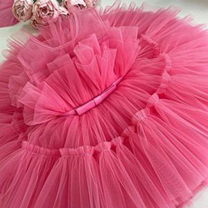 Meisjesjurken baby peuter meisje prinses jurk voor bruiloft geboren 1 jaar verjaardag pluizige tule kleding 12 maanden baby roze boog costumegirl's