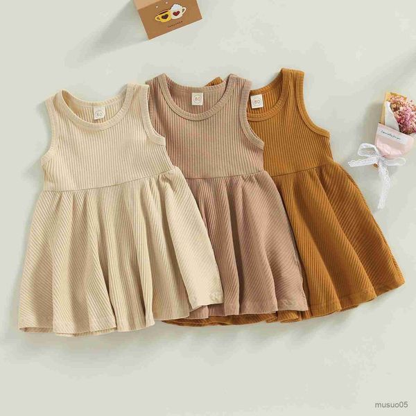 Vestidos para niñas, bebés, niños pequeños, recién nacidos, niños, bebés, niñas, vestidos de punto con volantes, vestidos de colores sólidos para niñas, verano