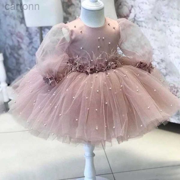 Robes de fille Robe de soirée en dentelle perlée pour enfants Baptist Baby boutique vêtements Robe de princesse de mariage d'anniversaire Robe de soirée formelle Robe moelleuse 24323