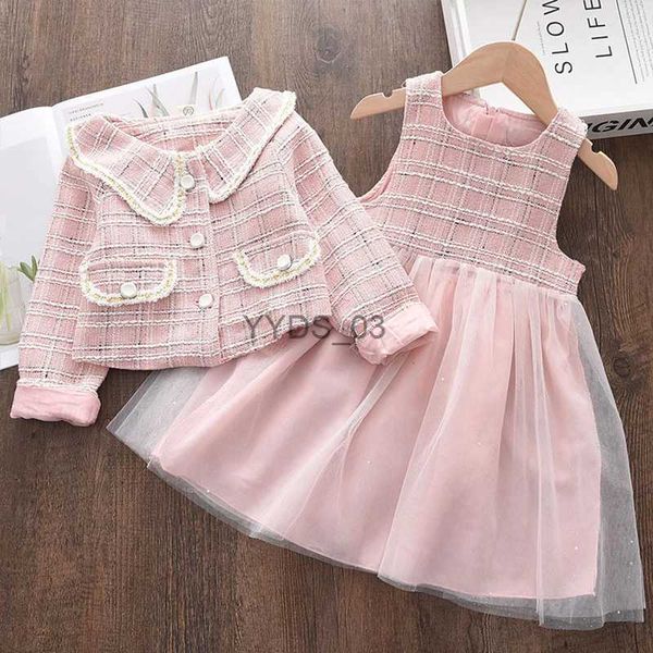 Vestidos de niña Bear Leader Baby Girls Vestido de princesa con abrigo Fiesta de otoño e invierno Ropa para niños Traje de niña elegante Ropa para niños 2 piezas YQ2301106