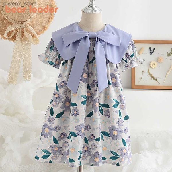 Vestidos de niña Líder de oso Líder Corea niños Vestidos de niñas Bebé Bow Summer Vestidos Midi Midi Clothing Fashion Fashion Floral Wedding Vestido Y240412