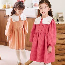 Robes de fille Bebezoo filles automne robe manches bouffantes col Peter Pan Plaid robes mignonnes pour 3-8 ans enfants fille vêtements