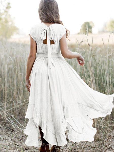 Vestidos de niña Tamaño grande Princesa Niñas Algodón Fiesta de encaje Adolescentes Largo Bebé Niños Flor Niña Boda Cumpleaños Niños Ropa para 6-14yGirl