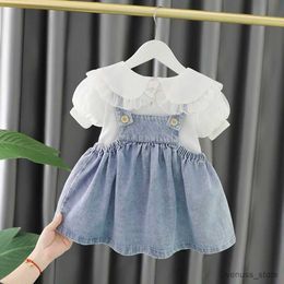 Mädchenkleider Boutique Kinderkleidung Mädchen Mode Denim Kleid Erstes Jahr Sommer Mädchen Kleid Kleinkind Prinzessin Kleid für Mädchen Kleinkind Kleidung