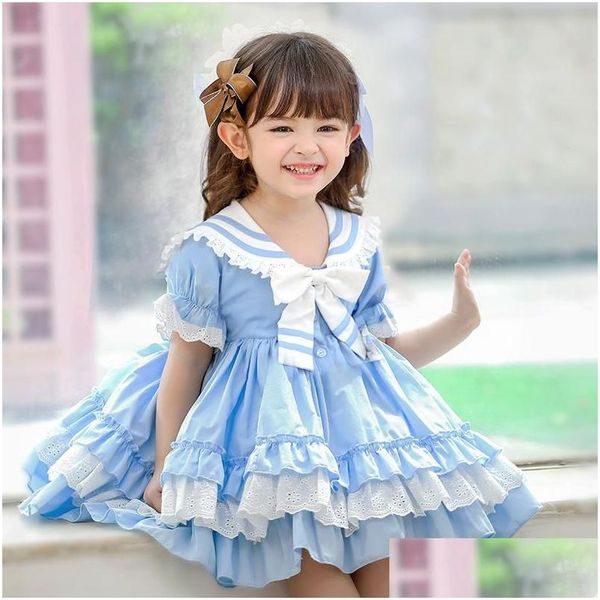 Robes de fille Boutique été vêtements pour enfants bébé filles robe Lolita marine style princesse espagnole robes de costume de fête en couches Dr Dhm8Y