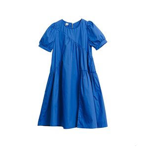 Vestidos de niña Arco Vestido azul Niños Ropa de algodón Niñas Manga corta 2023 Verano Casual 7293 230704