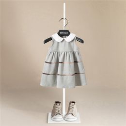 Vestidos de niña Diseño de marca Cuello de muñeca de verano Vestidos para niñas bebés Niños Sin mangas Rayas Estilo británico Una línea de vestidos de princesa para niñas 230608