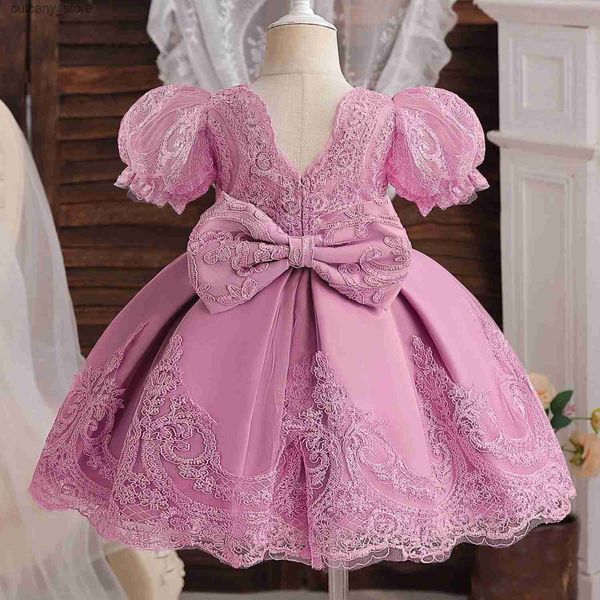 Vestidos de niña Broidery Baby Girl Vestido de cumpleaños Flower Egant Lace Girls Destino Vestido Formal Princesa Princesa Vestidos de boda 1-5y L240402