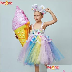 Vestidos de niña Candy Girls Niños Ice Cream Tutu Tutu With Bows Children Birthday Cake Smash P O Food Disfraz Dance Cos concurso 2103 Dhsy4