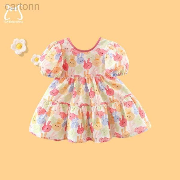 Robes de fille dessin animé Baby Girls Robes colorées Gouffes Puffes Costumes pour enfants mignon pour enfants mignon pour les enfants pour 0 à 3 ans D240425