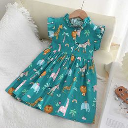 Girl's jurken cartoon bedrukt babymeisje prinses jurk nieuwe mode zomer bloemen kinderjaren feest kleding kinderen tanktopl240513