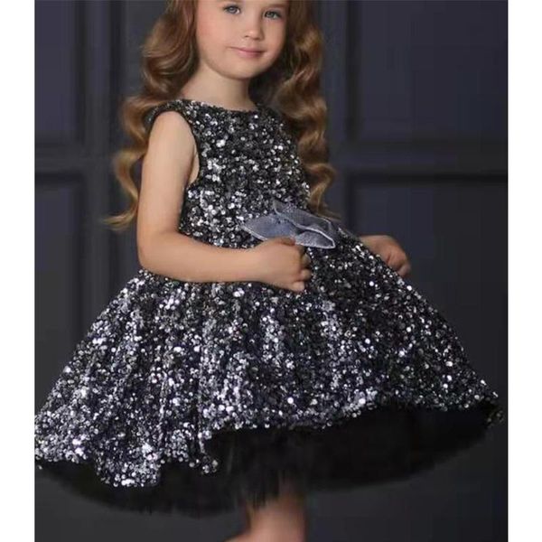 Vestidos de niñas Combinantes encantadores Kids For Girls Flower Princess Pétalo Sequin Dress Girl Fiesta Boda de honor