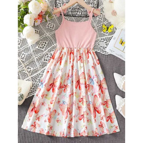 Vestidos de niña Chica Chica Summer Clothing Bow Style Slip lindo vestido floral de mariposa