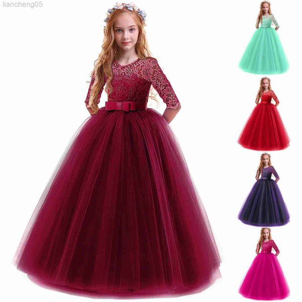 Vestidos de niña, vestido para niñas, para Año Nuevo, encaje, lazo, princesa, boda, flor, niñas, rendimiento, vestido tutú Formal 2022 W0314