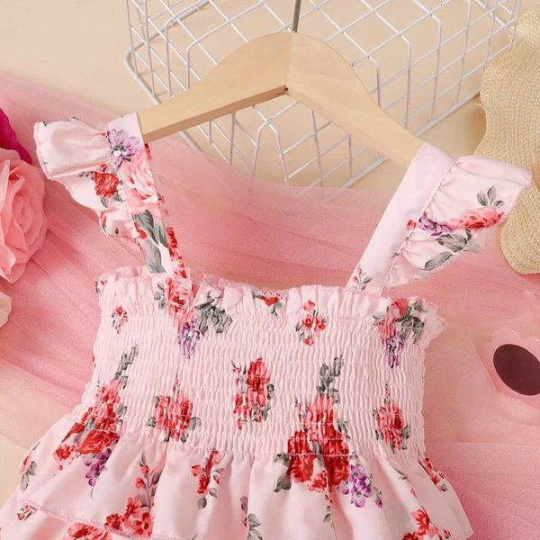 Robes de fille enfants fille d'été robe florale mode robes sans manches