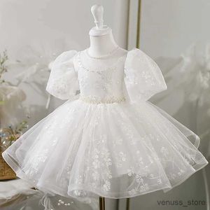 Girl's jurken kinderen feestjurk bloemen meisje prinses tutu jurken bruiloft wit kanten geborduurde piano prom jurk