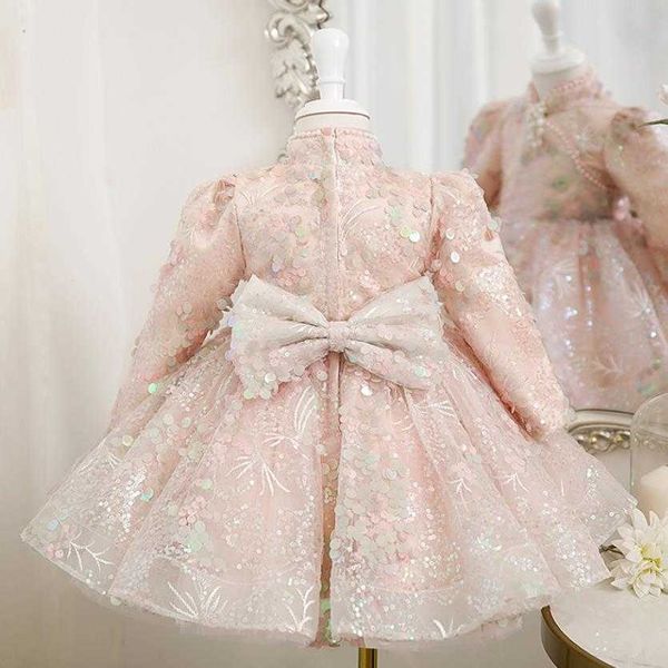 Robes de fille Fête des enfants Robe de bal Perles Paillettes Design Enfants Mariage Anniversaire Baptême Bal Princesse Tutu Robe pour Noël Eid A2081